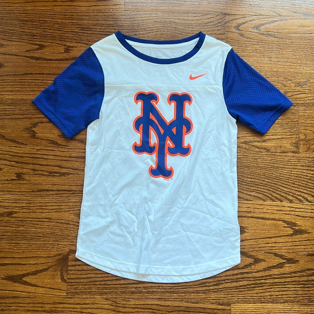 NIKE MLB : NY Mets T Shirt with Pinnie Sleeves
